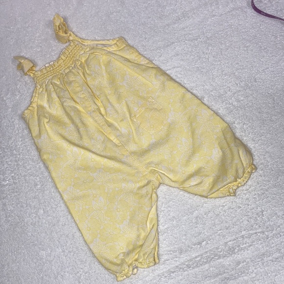 Janie & jack pretty yellow sleeveless summer romper 0/3m - Picture 6 of 8